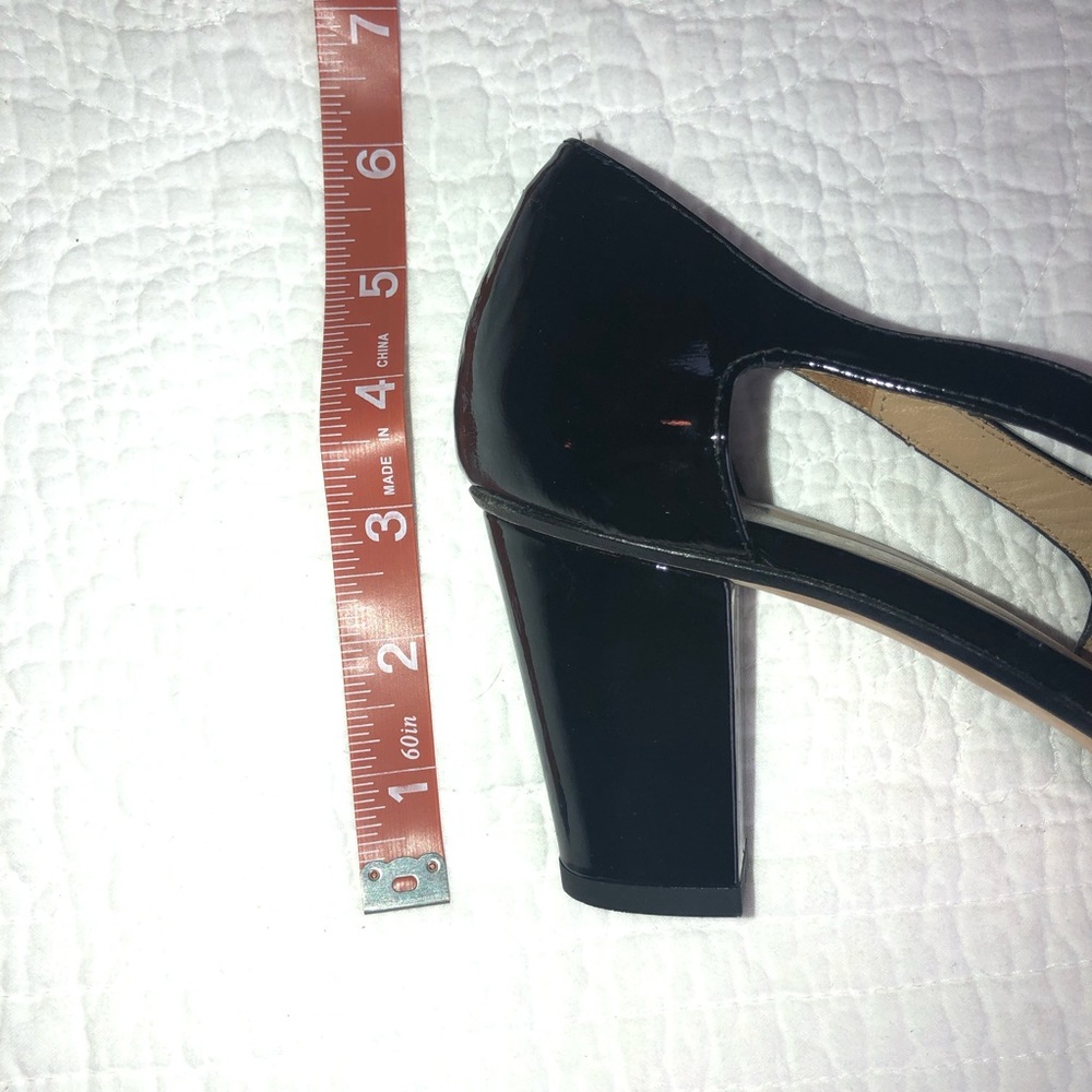 AUDLEY LONDON Patent Leather Covered platform cutout heel Sz 37.5 EUC Almond toe - Picture 10 of 11